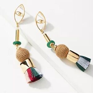New Anthropologie Nectar Nectar Spirit Eye Tassel Drop Beaded